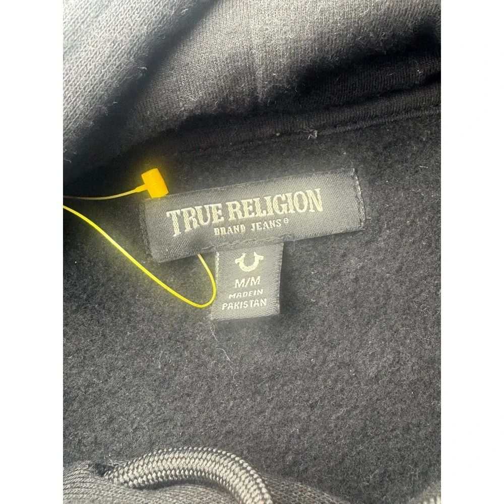 True Religion Brand Jeans Black Hoodie With Red Box Logo Size M‎